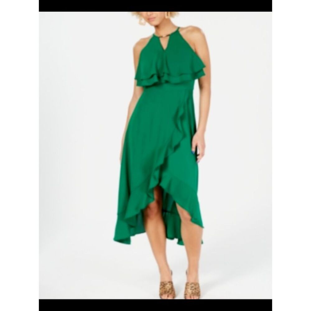 KENSIE DRESSES Womens Green Popover Sleeveless Fit + Flare Dress 0